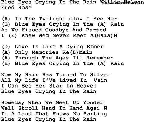 Blue Eyes Crying in the Rain – Ein zeitloser Country-Hit voller Melancholie und bittersüßer Sehnsucht